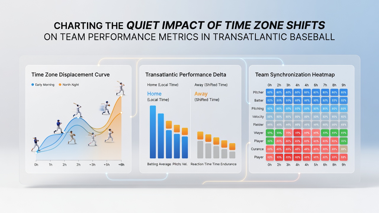 Performance charts comparing metrics before and after transatlantic flights for baseball and basketball teams