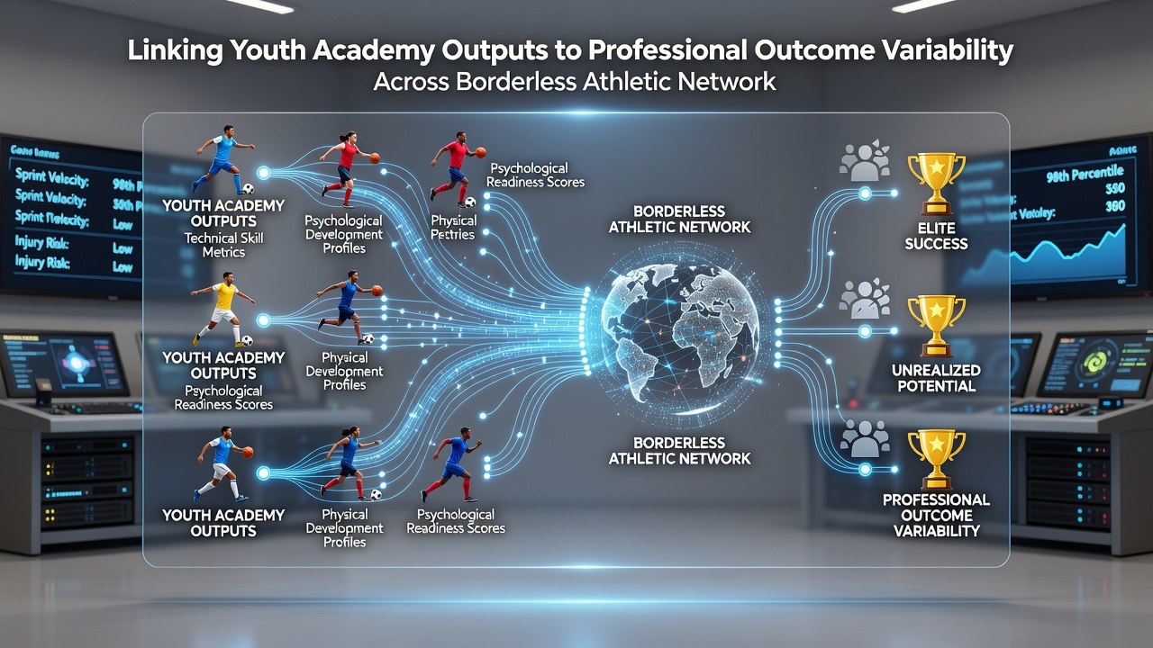 Data visualization dashboard showing athlete migration paths and performance metrics across global sports leagues