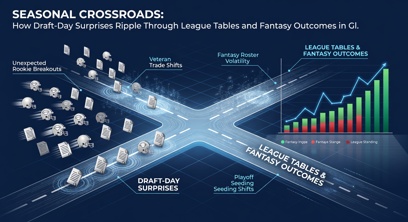Fantasy sports dashboard displaying updated player rankings and league table shifts following a major draft event
